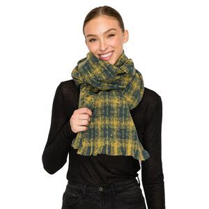 5426 Women's Fall & Winter Blanket Scarf- Ombre Check Green (17